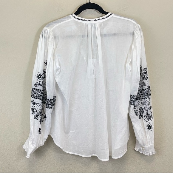 Johnny Was JADE Kivi Blouse White Cotton Embroidered Long Sleeve Small NWT - Picture 10 of 14